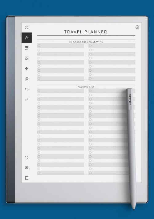 reMarkable Packing List - Original Style Template