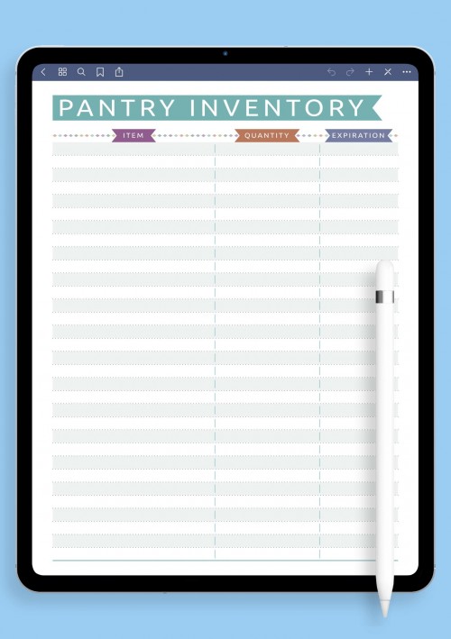 Notability Pantry Inventory - Casual Style Template