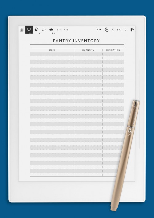 Pantry Inventory - Original Style template for Supernote