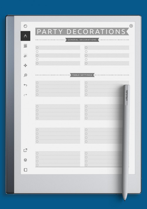 reMarkable Party Decorations List - Casual Style Template