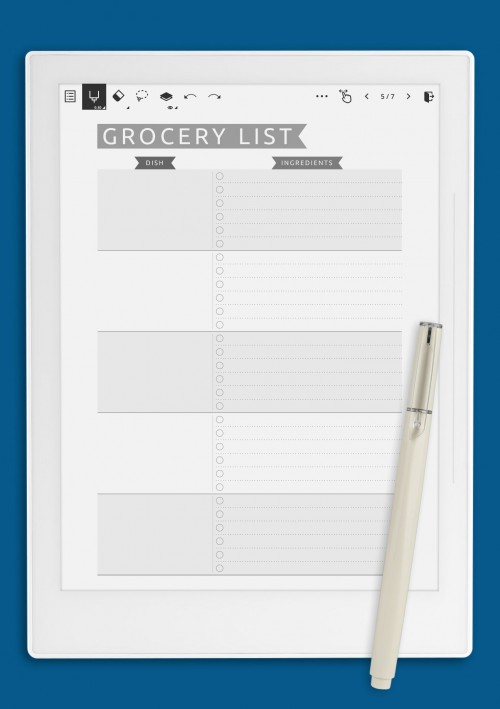 Supernote Party Grocery List - Casual Style Template