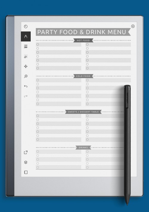 reMarkable Party Menu - Casual Style Template