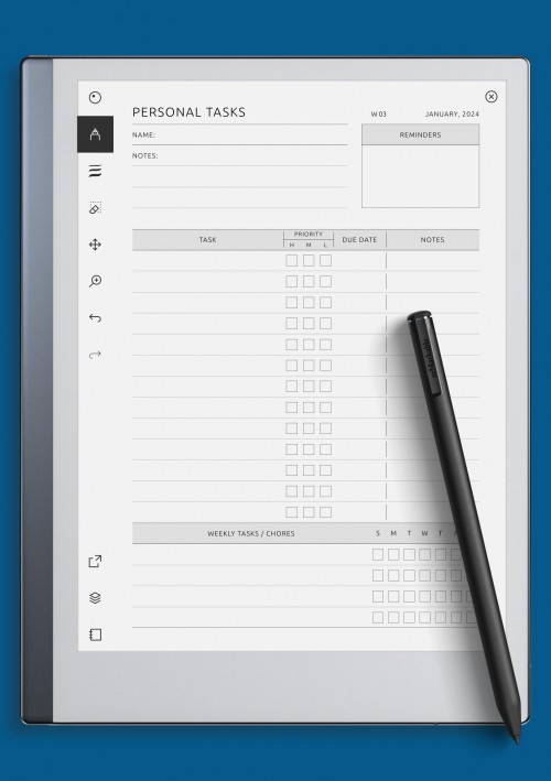 reMarkable Personal Tasks Template