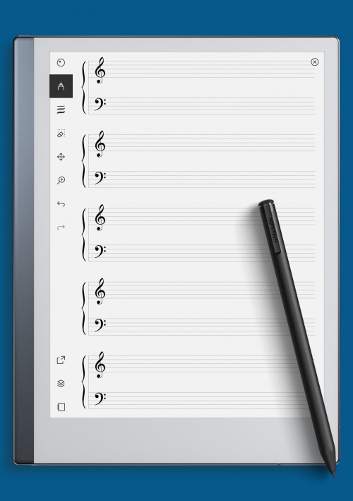 reMarkable Piano Grand Staff (Treble + Bass Clefs)