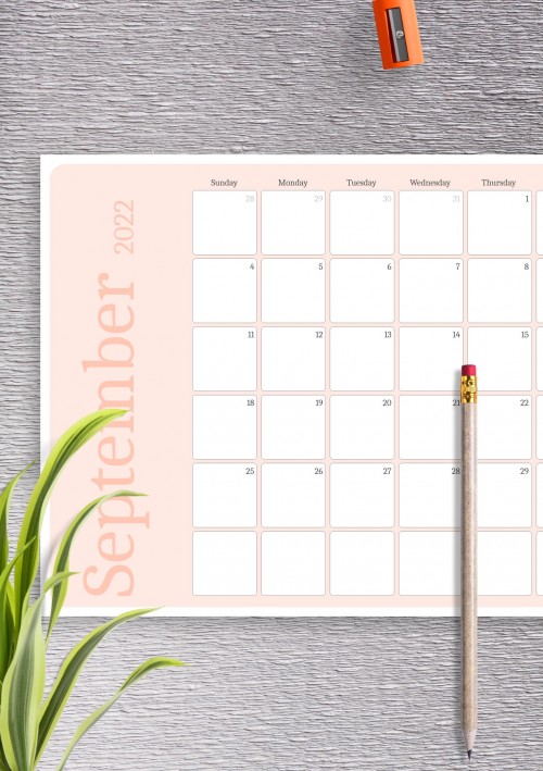 Pink September 2022 Calendar