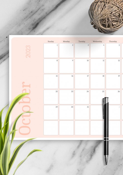 Pink October 2023 Calendar