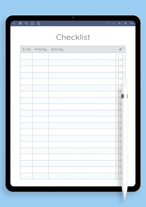 Priority Checklist Template for Notability