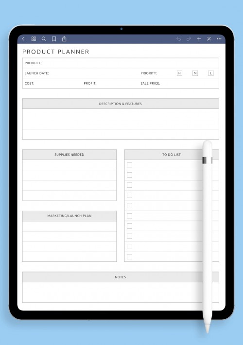 GoodNotes Product Planner Template