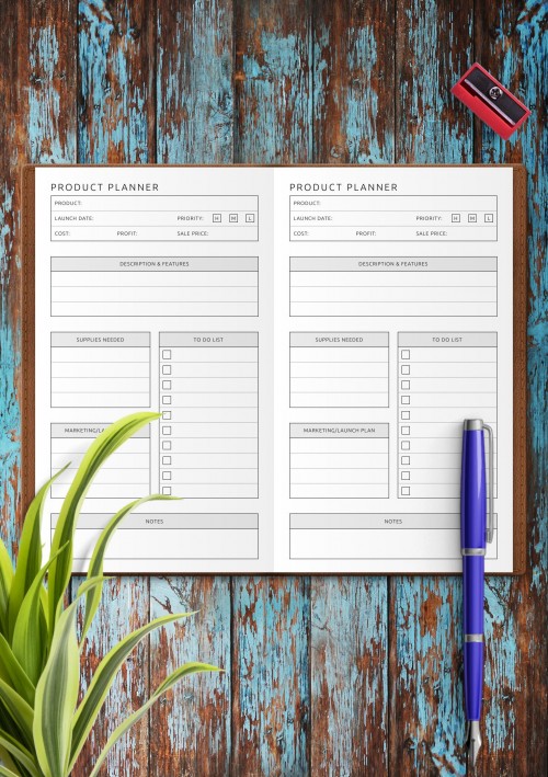 Product Planner Template for Travelers Notebook