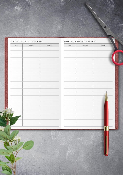 Travelers Notebook Blank Sinking Funds Tracker Template