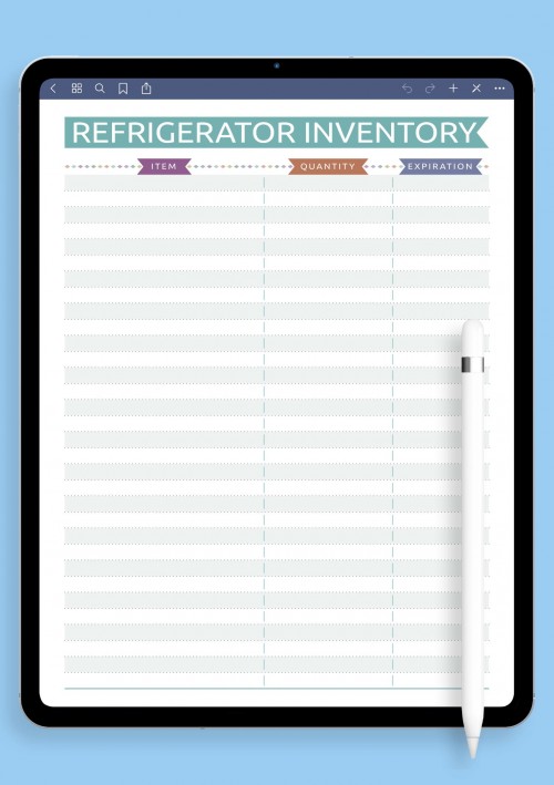 Notability Refrigerator Inventory - Casual Style Template