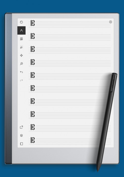 reMarkable Tenor Clef Staff Paper (Printable Sheet)