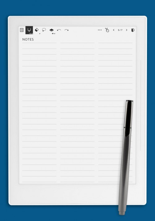 Ruled Grid 3-Column Template for Supernote Device