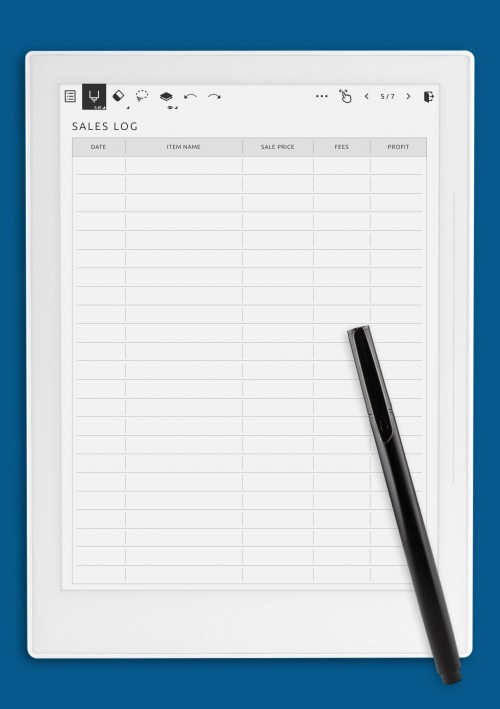 Sales Log Template for Supernote A5X