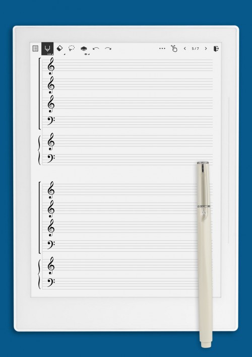 SATB + Piano Staff (Choral Score Layout) template for Supernote