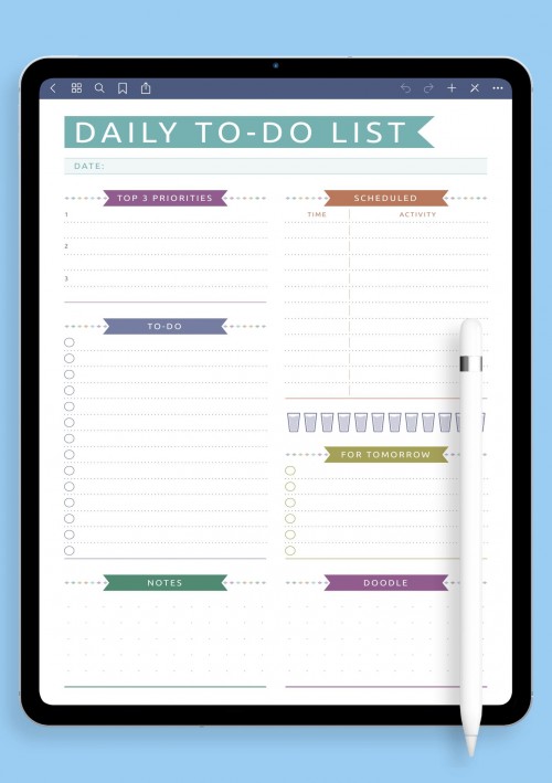 Scheduled Daily To Do List Template - Casual Style for GoodNotes