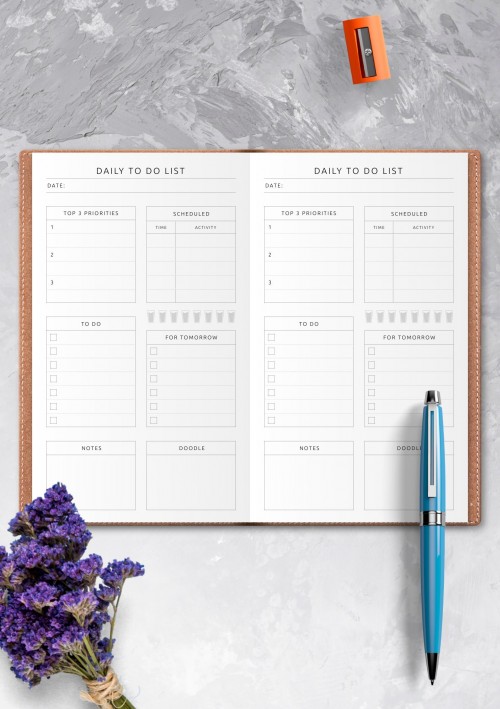 Traveler's Notebook insert - Scheduled Daily To Do List