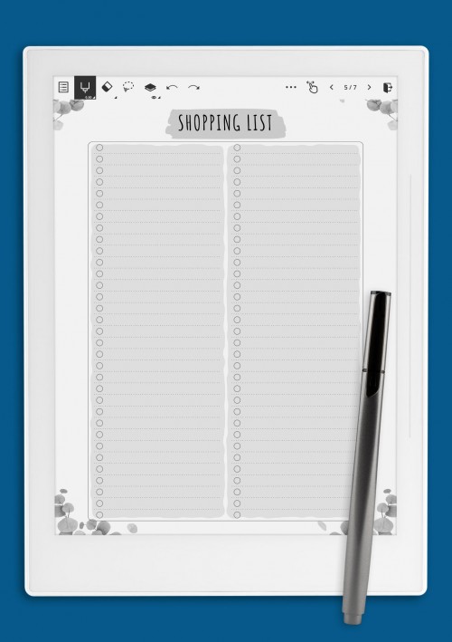 Shopping List Template - Floral Style for Supernote