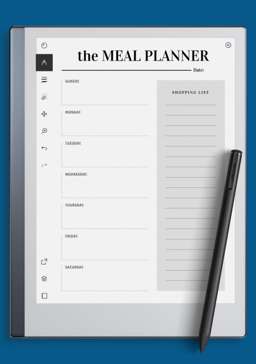 reMarkable Shopping Template for Meal Planning