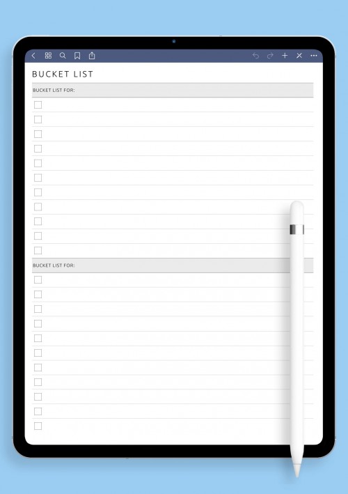 iPad Simple Bucket List Template