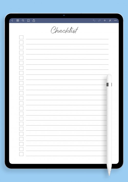 Simple Checklist Template for iPad