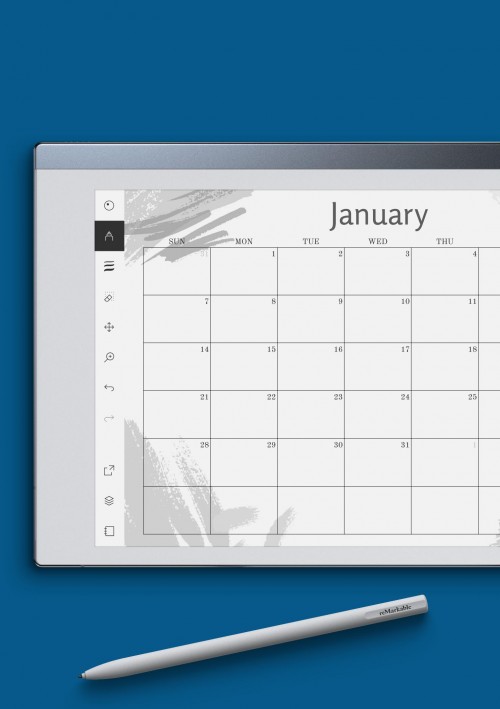 reMarkable Simple Colored Monthly Calendar