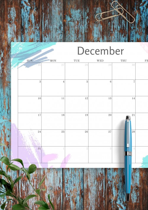 Simple Colored December 2023 Calendar