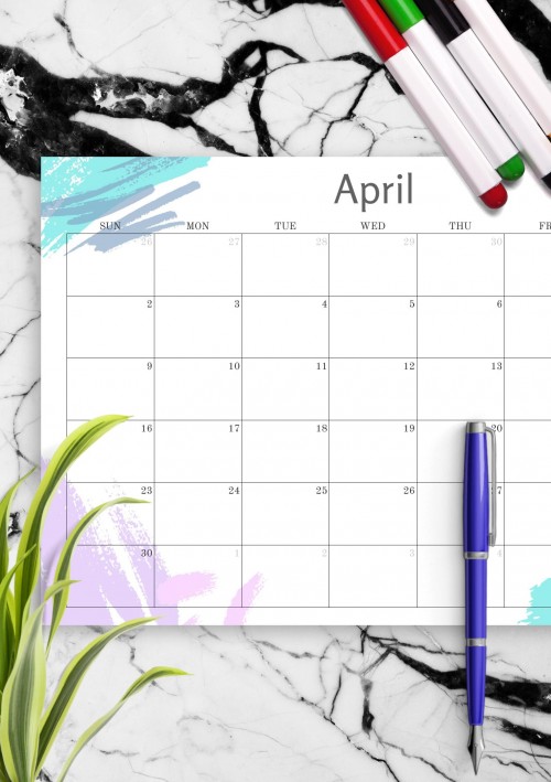 Simple Colored April 2023 Calendar