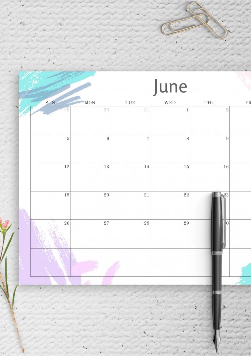 Simple Colored June 2022 Calendar