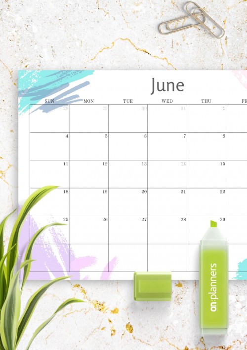 Simple Colored June 2023 Calendar