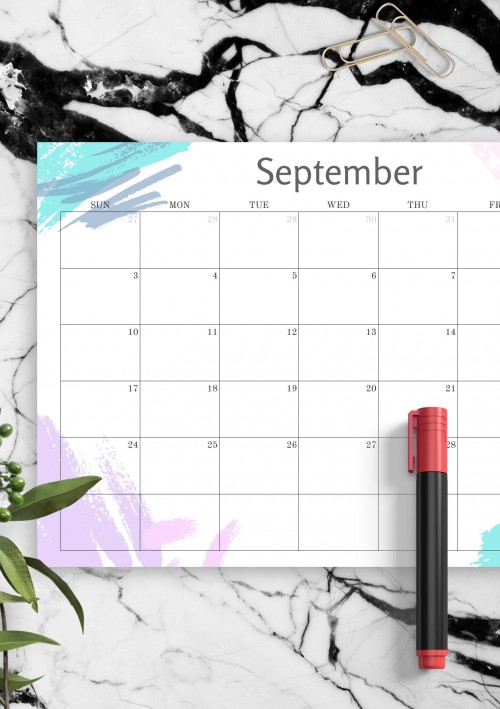 Simple Colored September 2023 Calendar