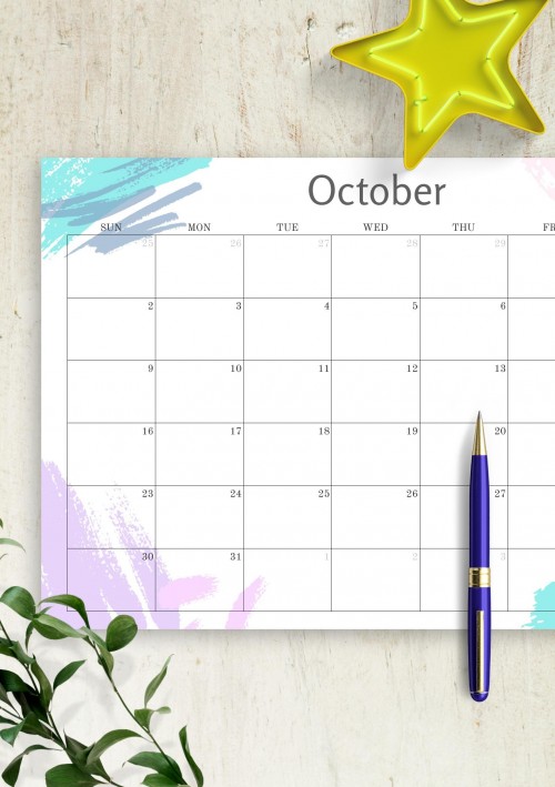 Simple Colored October 2022 Calendar
