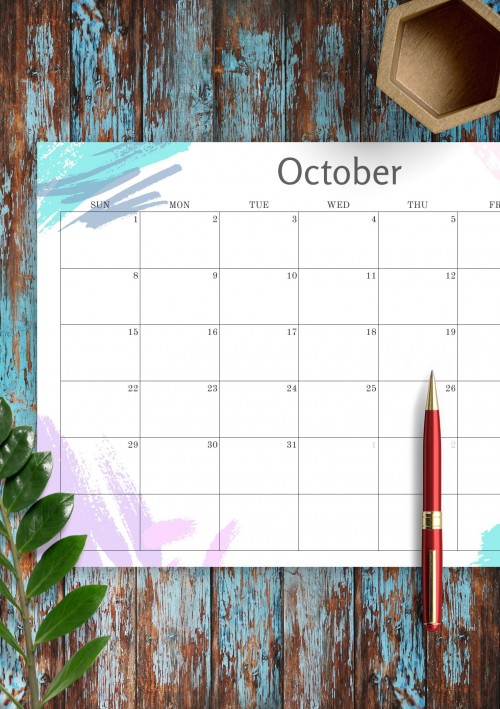 Simple Colored October 2023 Calendar
