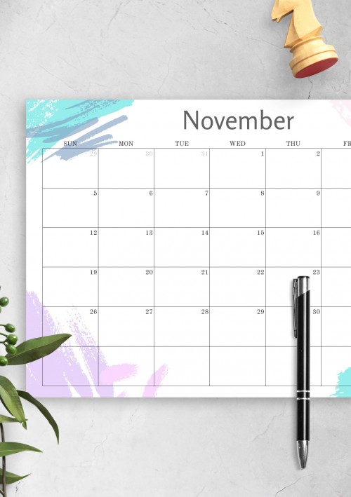Simple Colored November 2023 Calendar