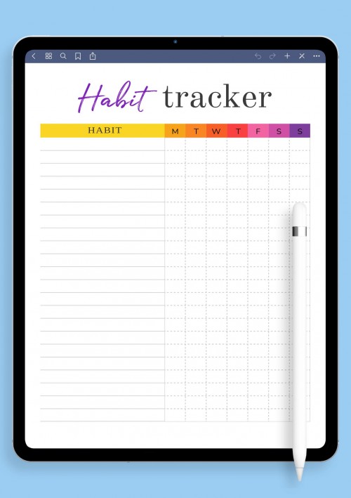Simple Habit Tracker Template for GoodNotes