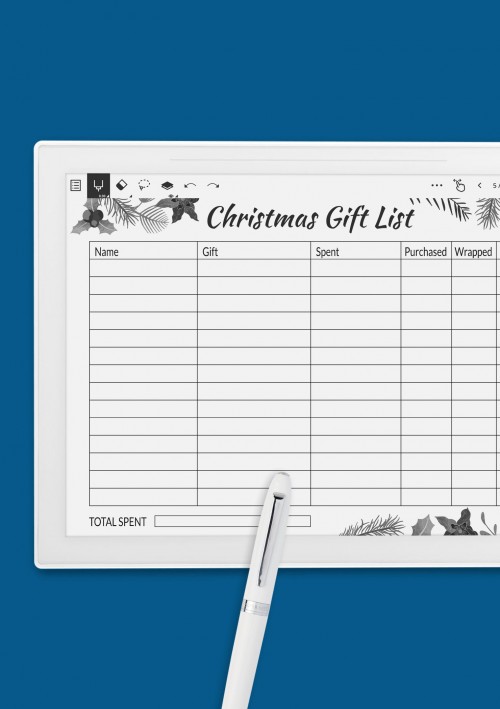 Simple Christmas Gift List Template for Supernote