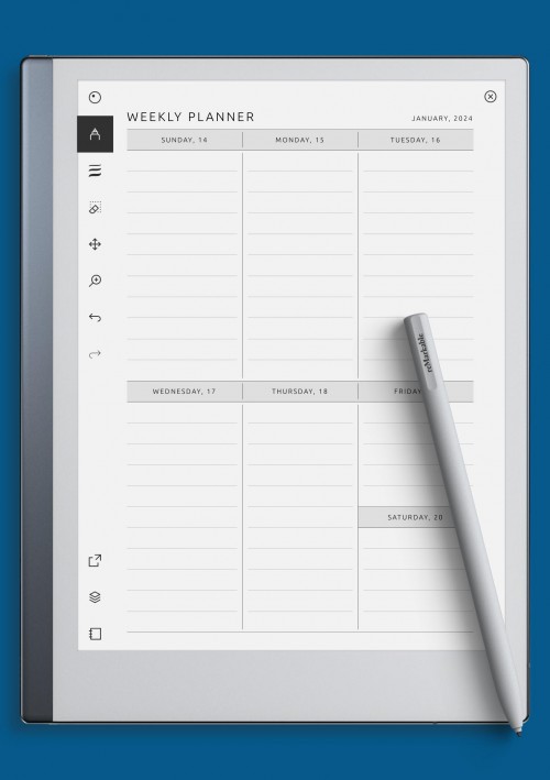 reMarkable Simple One-Page Weekly Schedule Template