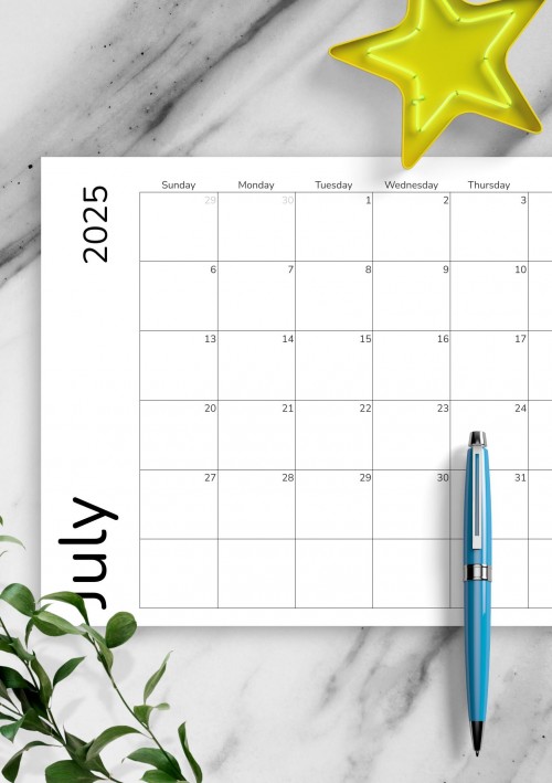 Two Months July 2025 Calendar