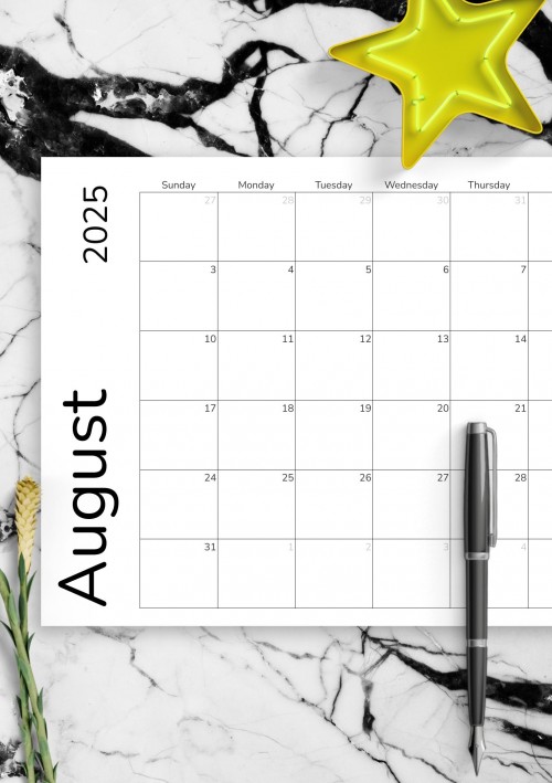Two Months August 2025 Calendar