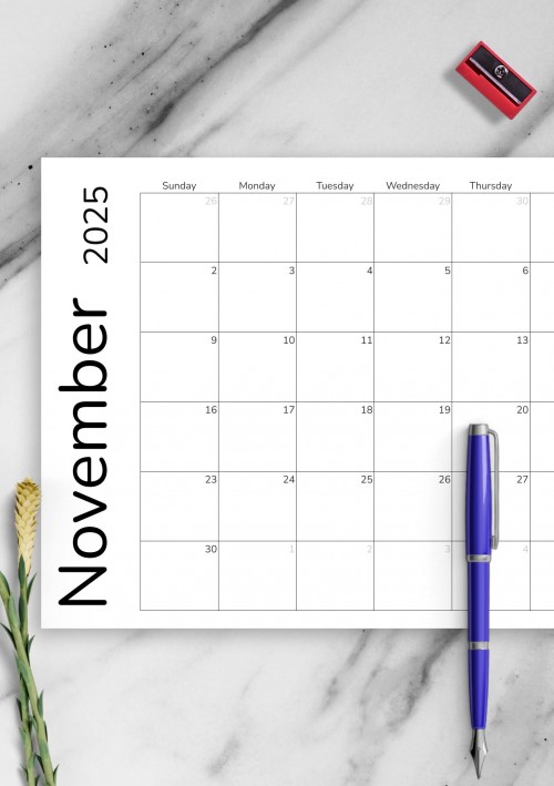 Two Months November 2025 Calendar