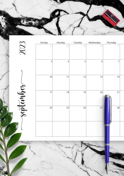Simple September 2023 Calendar Horizontal