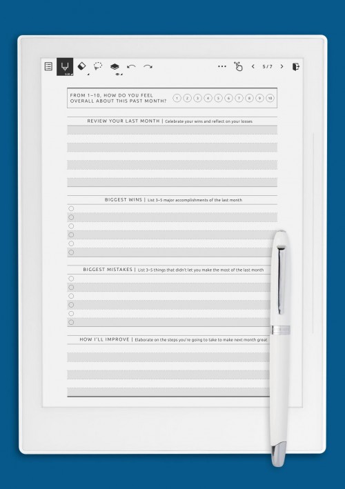 Supernote Simple Monthly Goal Review Template
