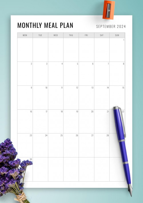 September 2024 Simple Monthly Meal Planner