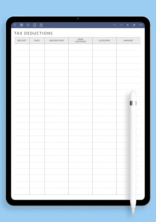 Notability Simple Tax Deductions Tracker Template