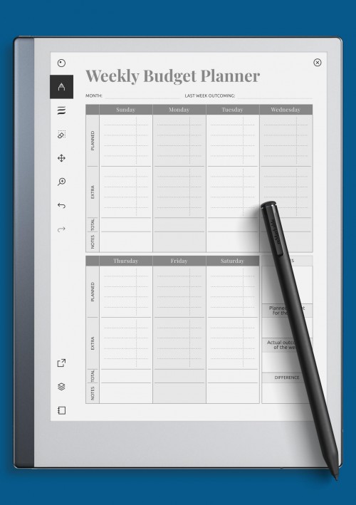 reMarkable Simple Weekly Budget Template