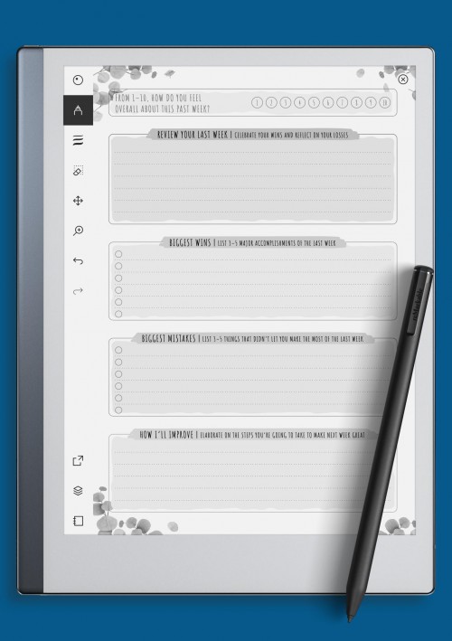 reMarkable Simple Weekly Goal Review Template - Floral