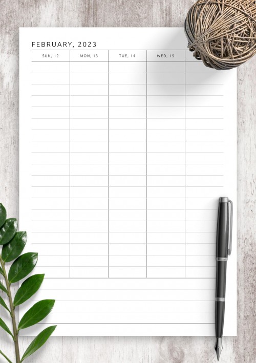 February 2023 Simple Weekly Planner with Notes, To-Do, Goals
