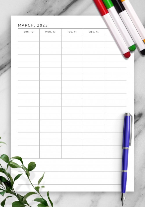 March 2023 Simple Weekly Planner with Notes, To-Do, Goals