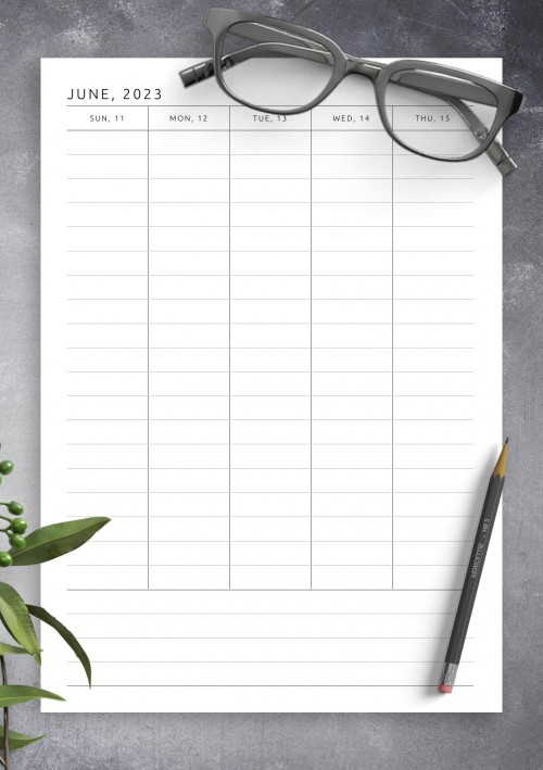 June 2023 Simple Weekly Planner with Notes, To-Do, Goals