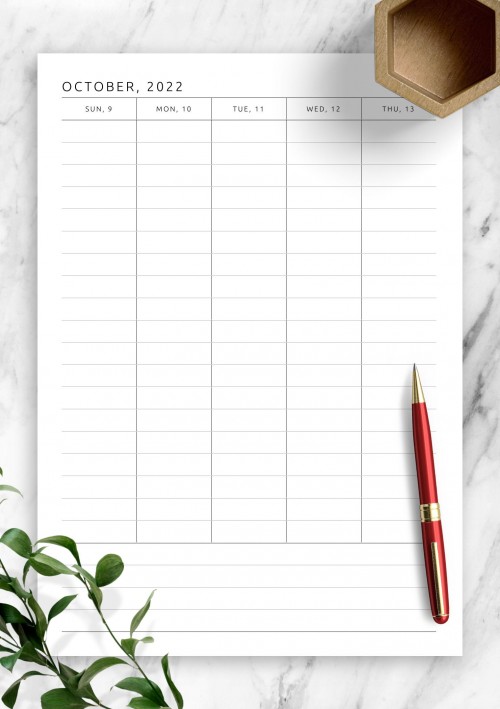 October 2022 Simple Weekly Planner with Notes, To-Do, Goals